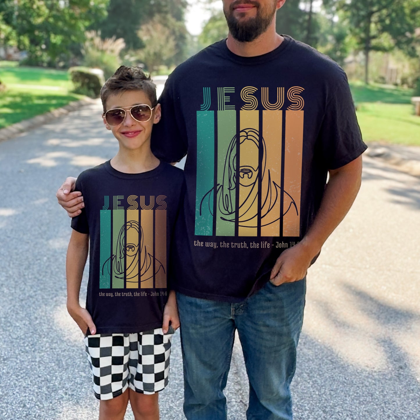 Retro Jesus Family Matching Unisex Tees - Baby through Adult sizes