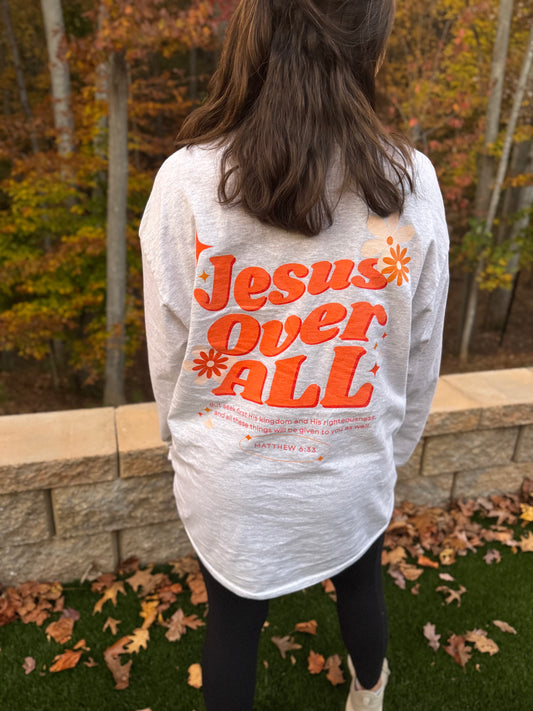 Jesus Over All Adult Unisex Long Sleeve Tee