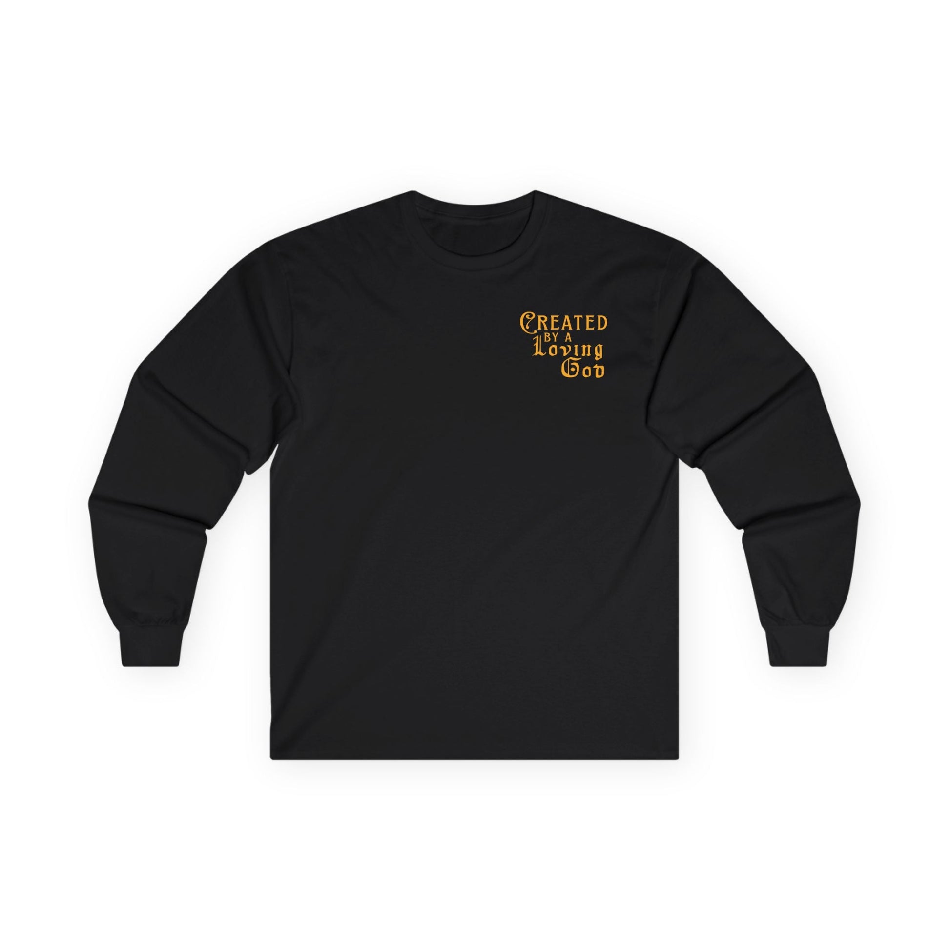 Created by a Loving God Adult Unisex Long Sleeve Tee - Seek and Share Designs