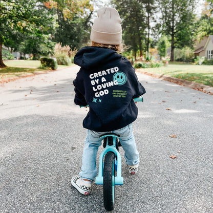 Created by a Loving God Boy Hoodie Family Matching - Toddler through Adult sizes - Seek and Share Designs