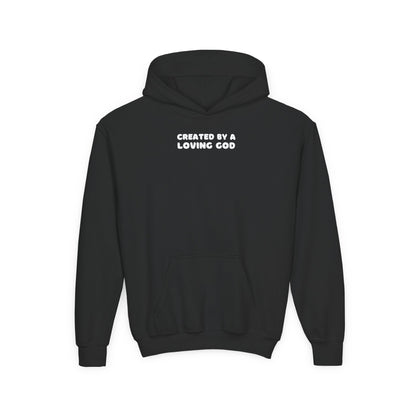 Created by a Loving God Boy Youth Hoodie - Seek and Share Designs
