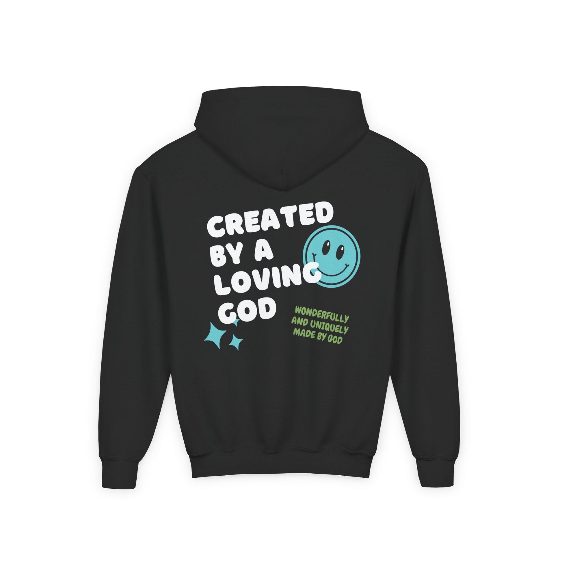 Created by a Loving God Boy Youth Hoodie - Seek and Share Designs