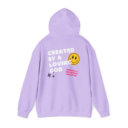 Created by a Loving God Girl Adult Hoodie - Seek and Share Designs