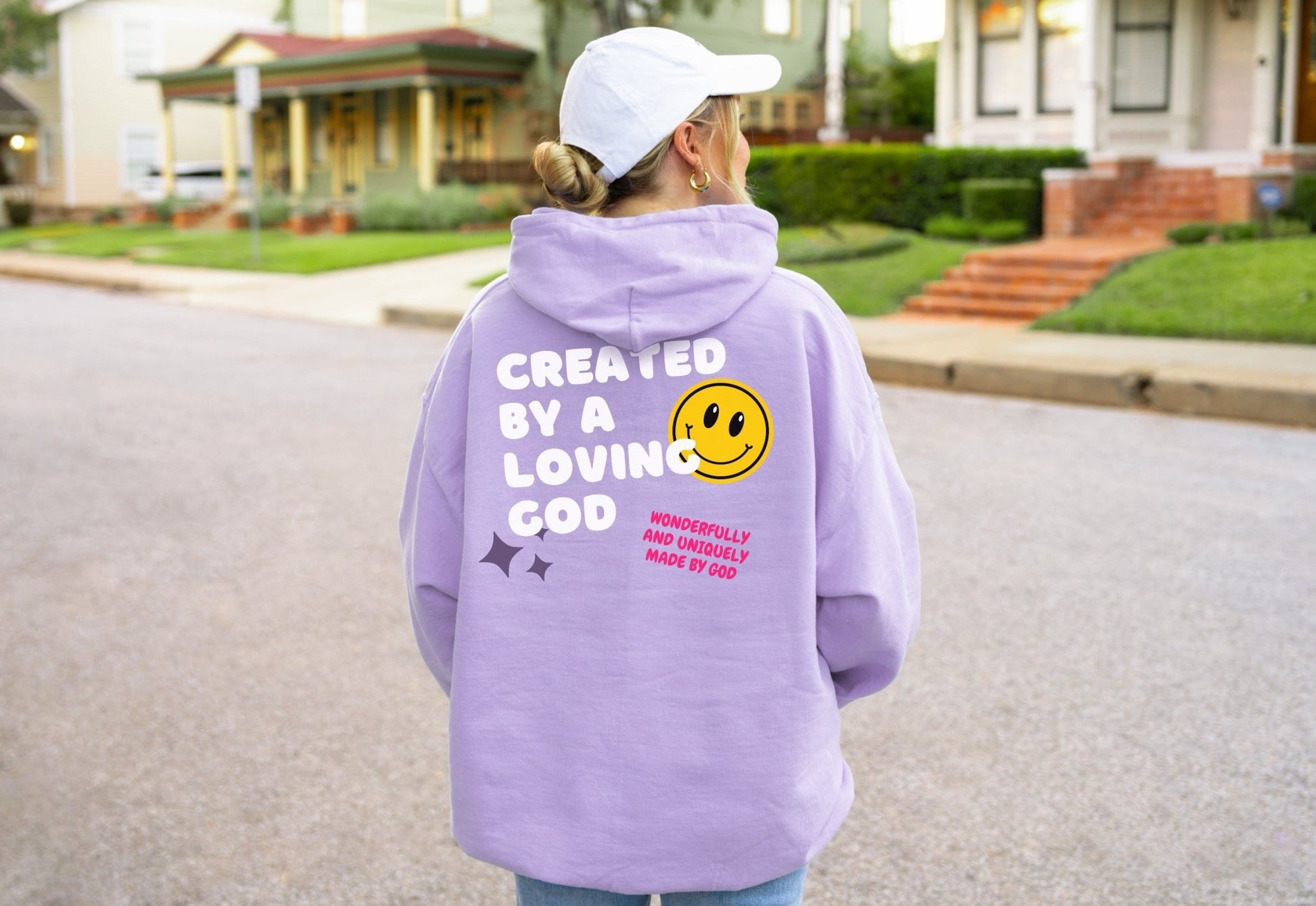 Created by a Loving God Girl Adult Hoodie - Seek and Share Designs
