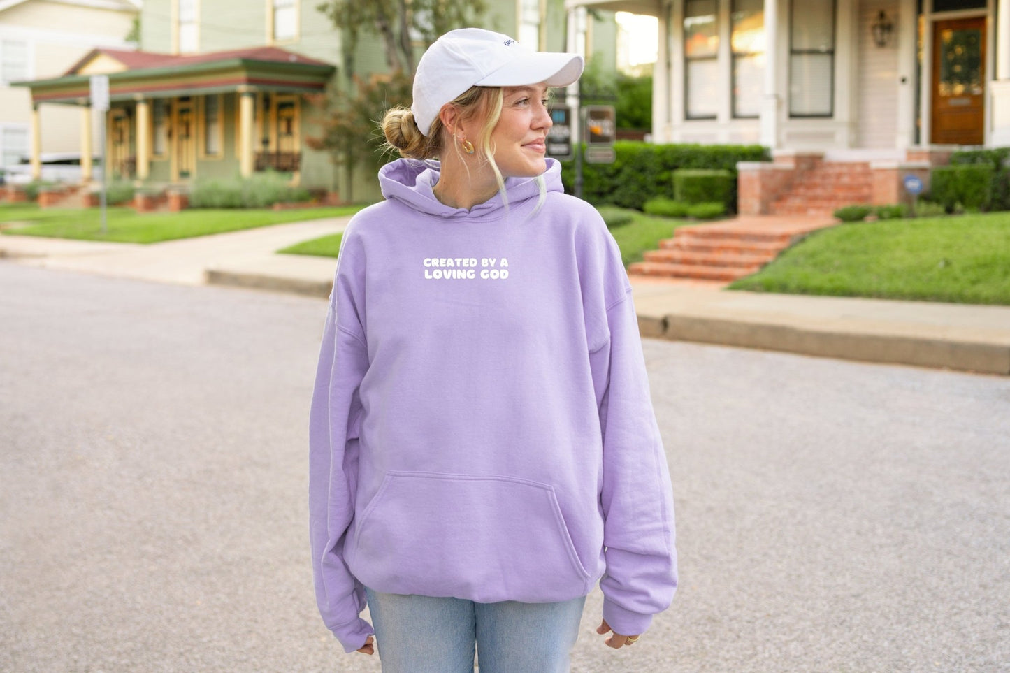 Created by a Loving God Girl Adult Hoodie - Seek and Share Designs