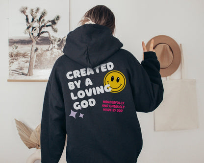 Created by a Loving God Girl Family Matching Hoodies - Toddler through Adult Sizes - Seek and Share Designs