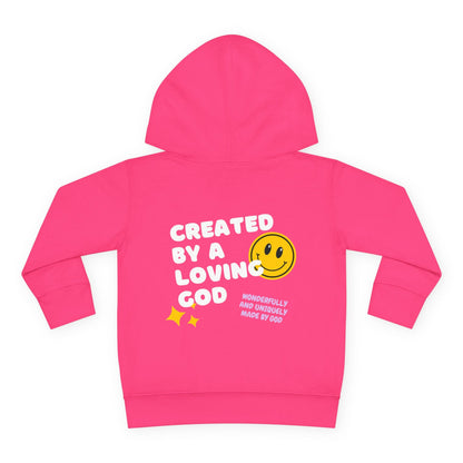 Created by a Loving God Girl Toddler Hoodie - Seek and Share Designs