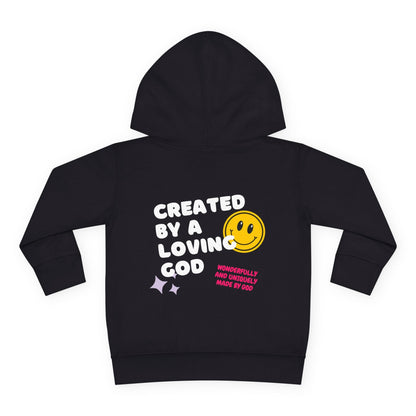 Created by a Loving God Girl Toddler Hoodie - Seek and Share Designs