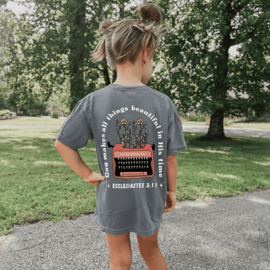 God Makes All Things Beautiful in His Time Comfort Colors Youth Tee - Seek and Share Designs