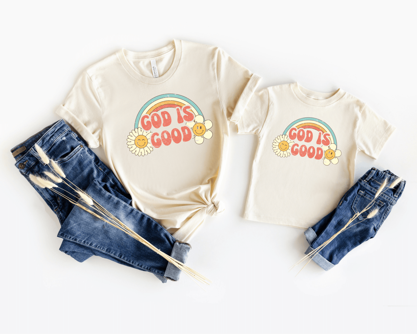 Groovy God is Good Family Matching Shirts Baby - Adult sizes - Seek and Share Designs