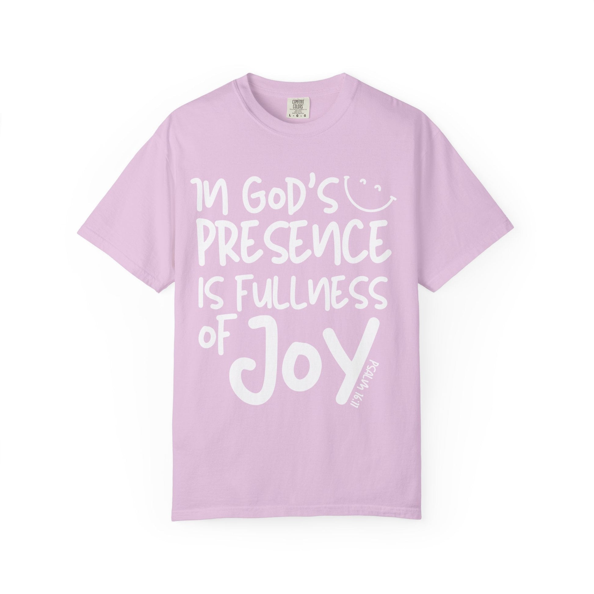 In God’s Presence is Fullness of Joy Comfort Colors Adult Unisex Tee - Seek and Share Designs