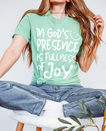 In God’s Presence is Fullness of Joy Comfort Colors Adult Unisex Tee - Seek and Share Designs