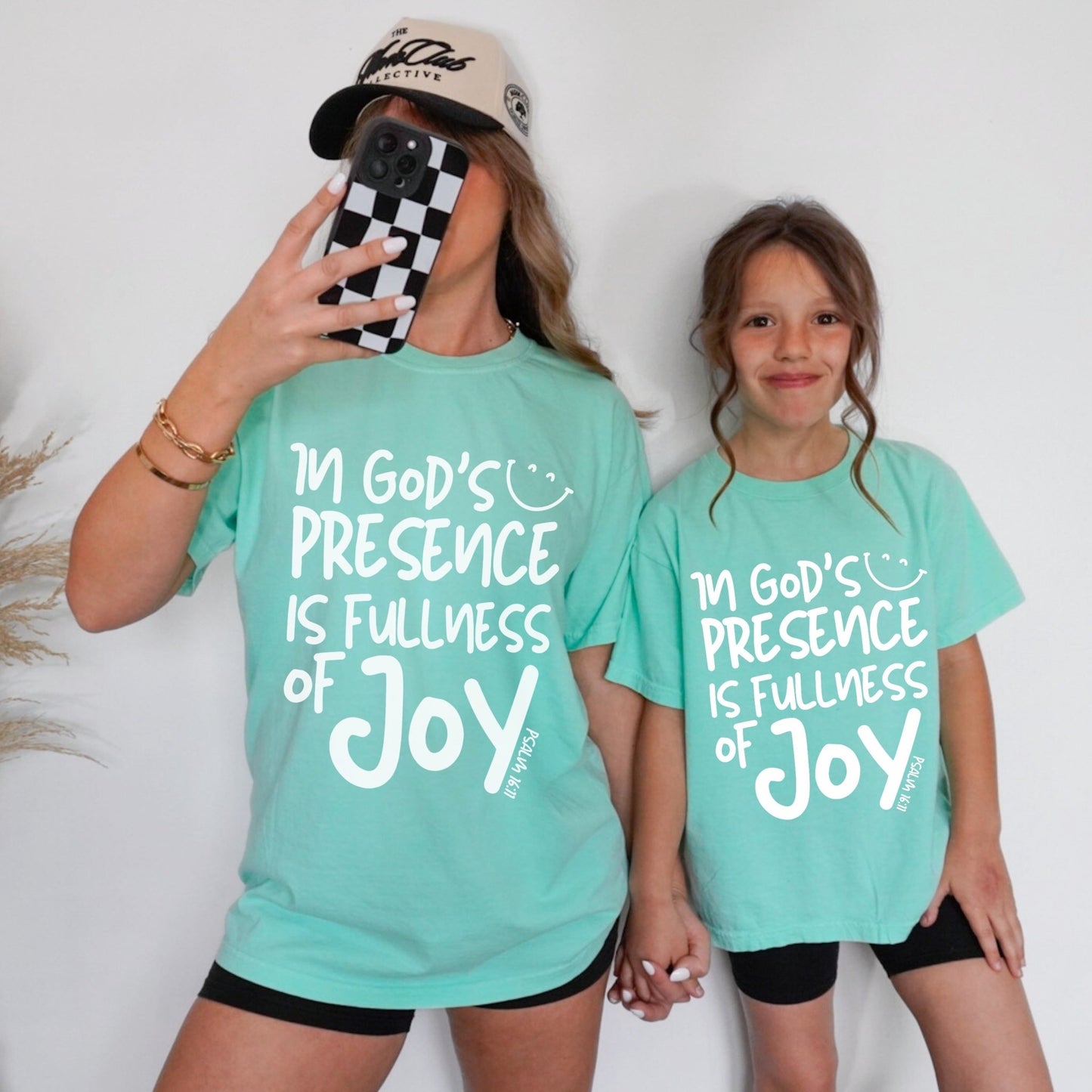 In God's Presence is Fullness of Joy Comfort Colors Mommy and Me Matching Tees Youth - Adult sizes - Seek and Share Designs