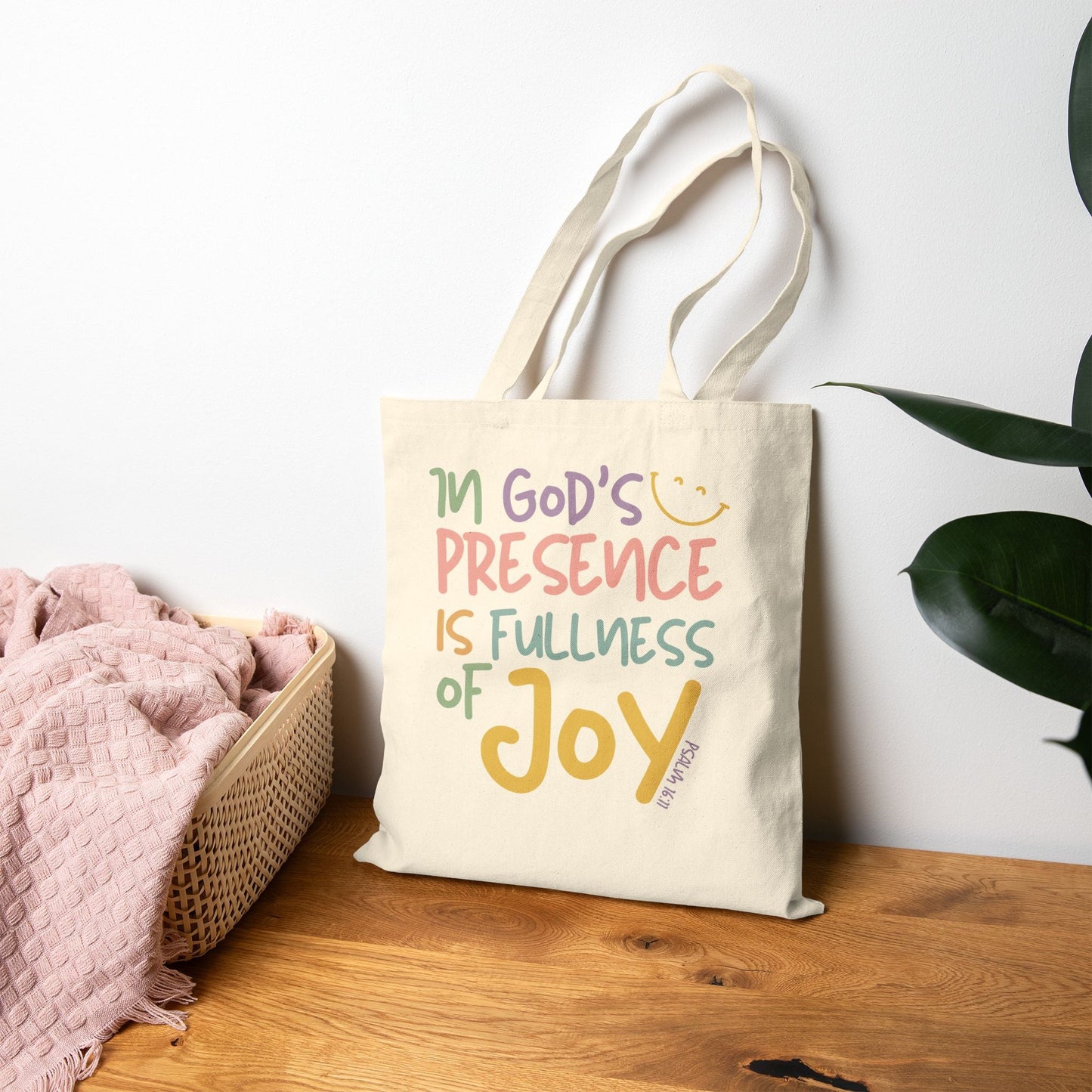 In God's Presence is Fullness of Joy Tote Bag - Seek and Share Designs