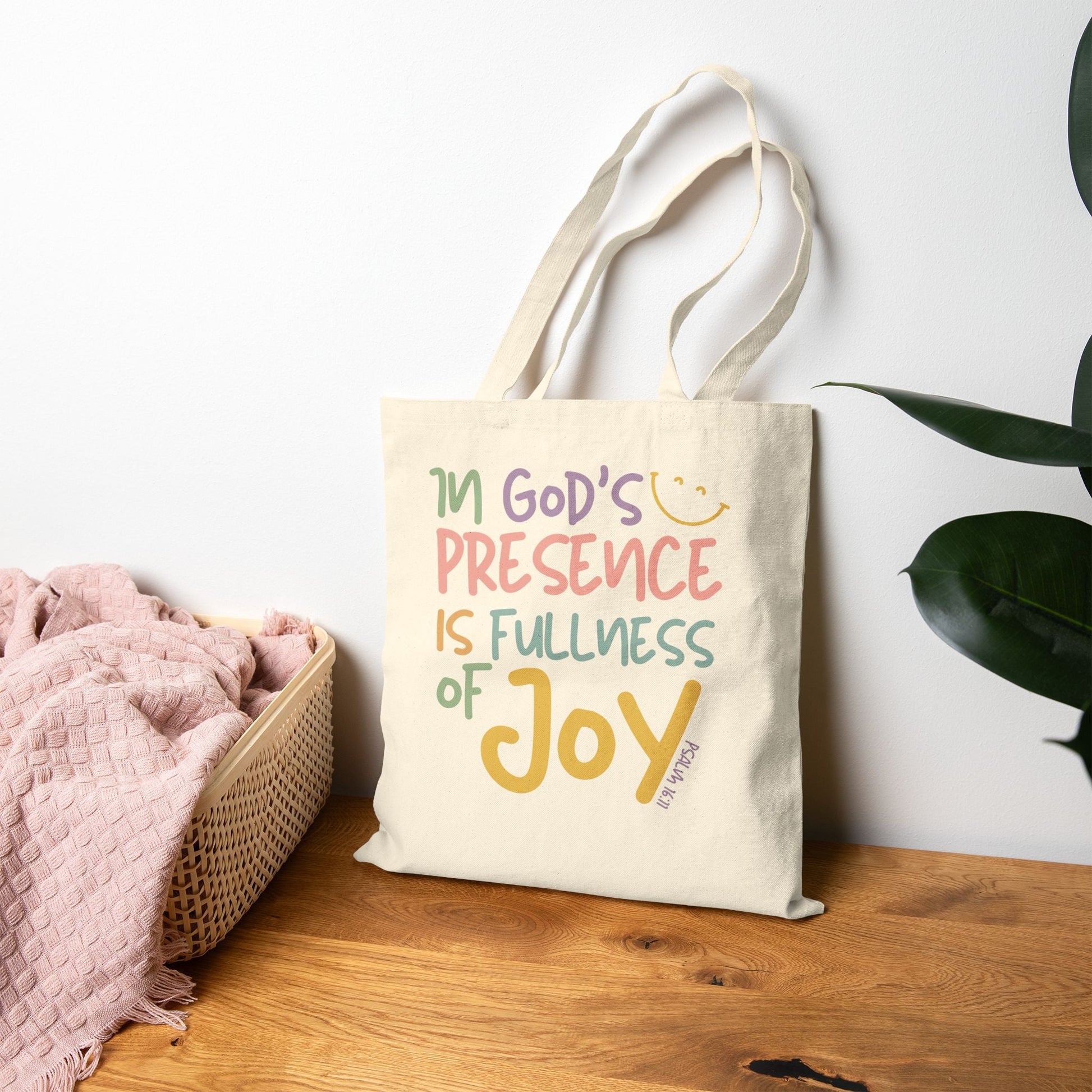 In God's Presence is Fullness of Joy Tote Bag - Seek and Share Designs