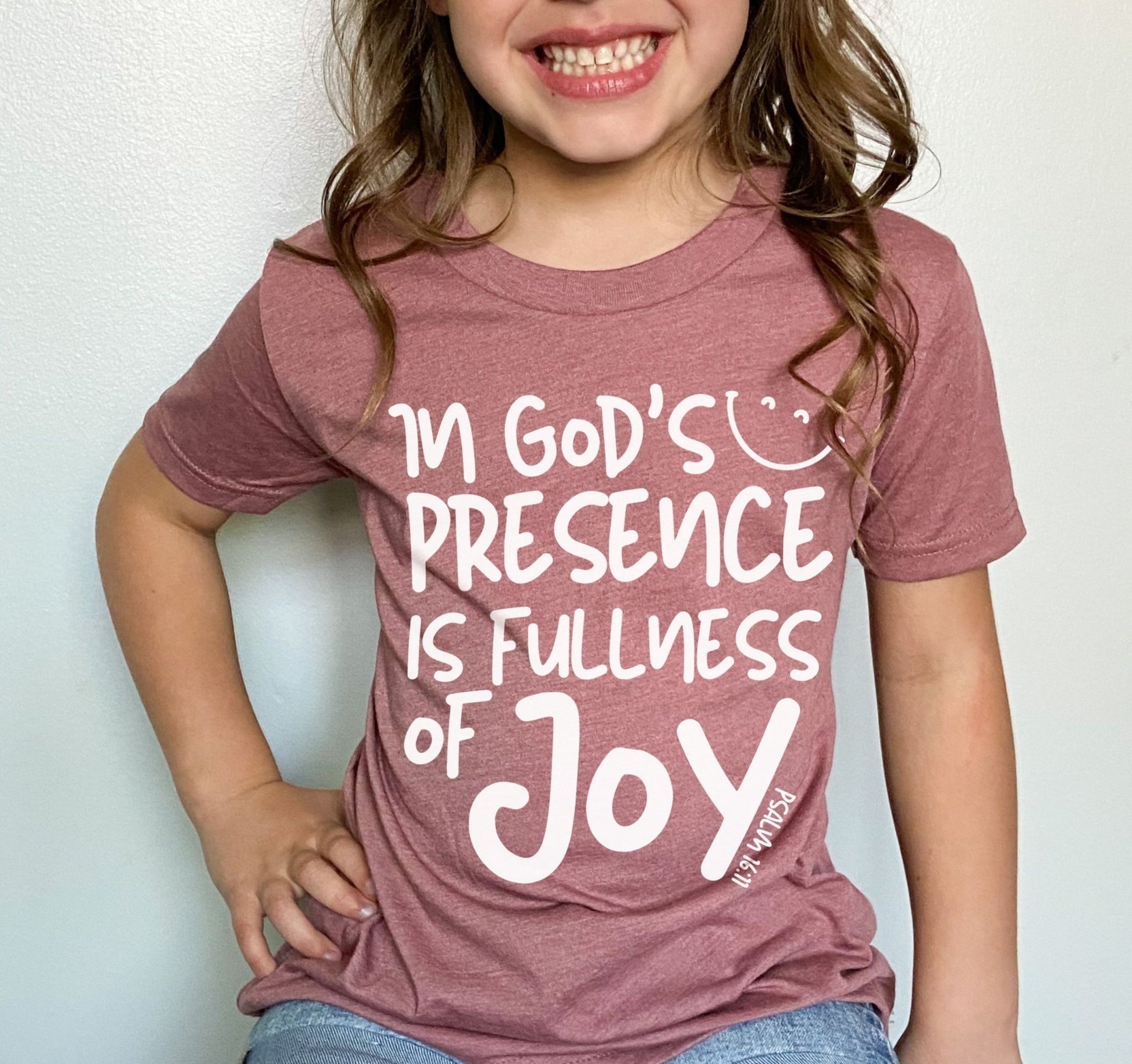 In God's Presence is Fullness of Joy Youth Tee - Seek and Share Designs