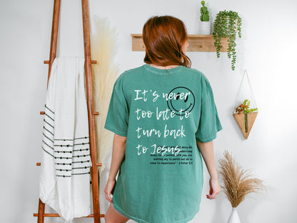 It's Never Too Late Unisex Tee - Seek and Share Designs