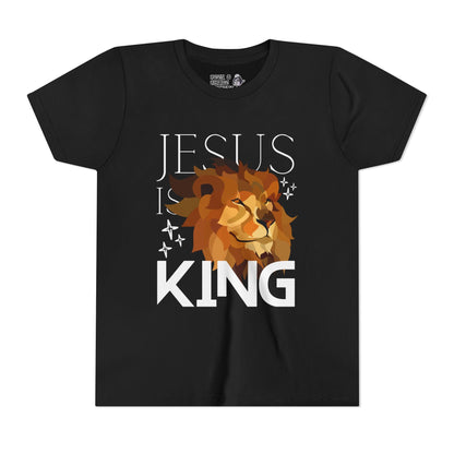 Jesus is King Lion Unisex Youth Tee - Seek and Share Designs