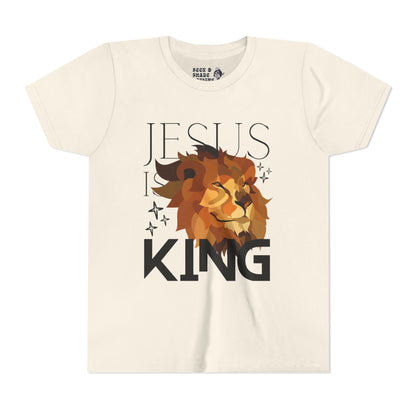 Jesus is King Lion Unisex Youth Tee - Seek and Share Designs