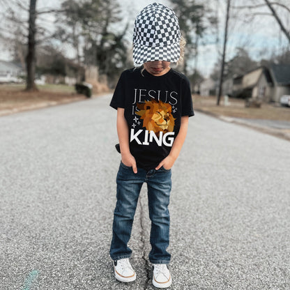 Jesus is King Lion Unisex Youth Tee - Seek and Share Designs
