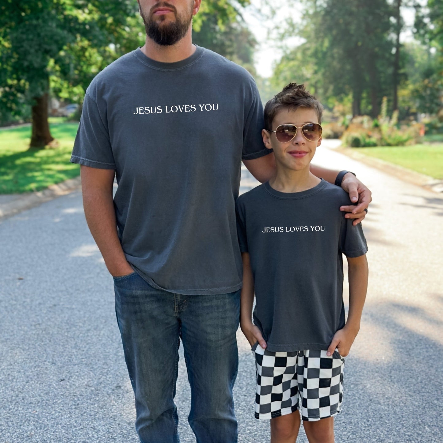 Jesus Loves You Comfort Colors Family Matching Unisex Tees Youth - Adult sizes - Seek and Share Designs