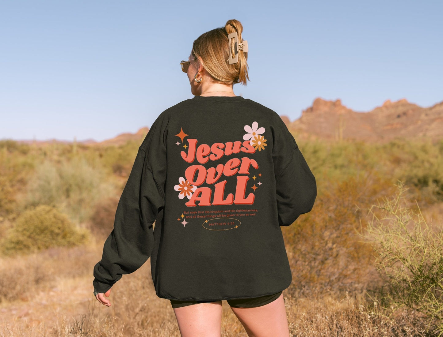 Jesus Over All Unisex Adult Sweatshirt - Seek and Share Designs