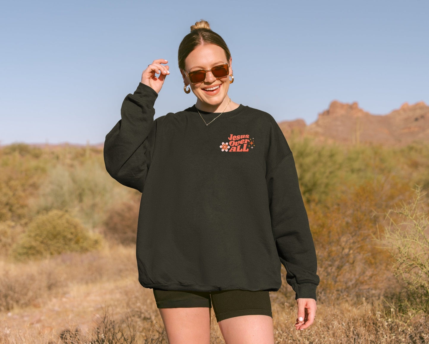 Jesus Over All Unisex Adult Sweatshirt - Seek and Share Designs