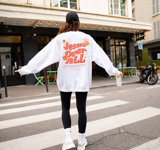 Jesus Over All Unisex Adult Sweatshirt - Seek and Share Designs