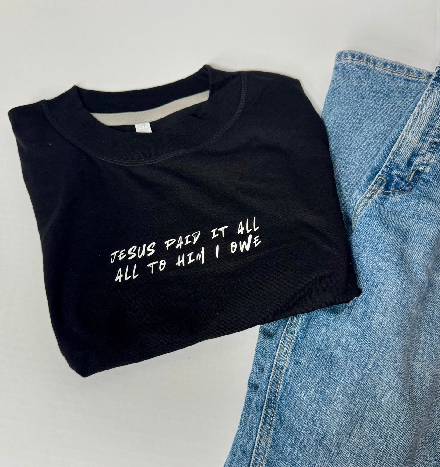 Jesus Paid It All Cropped Tee - Seek and Share Designs