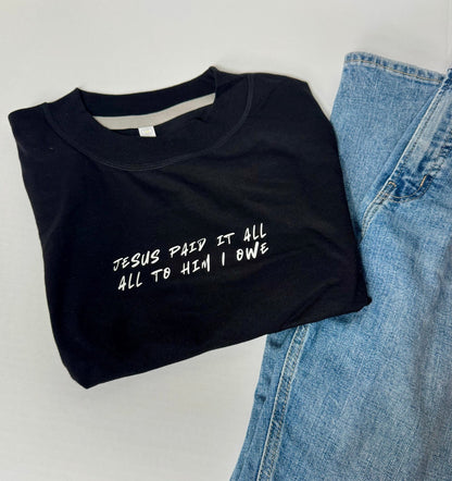 Jesus Paid It All Cropped Tee - Seek and Share Designs