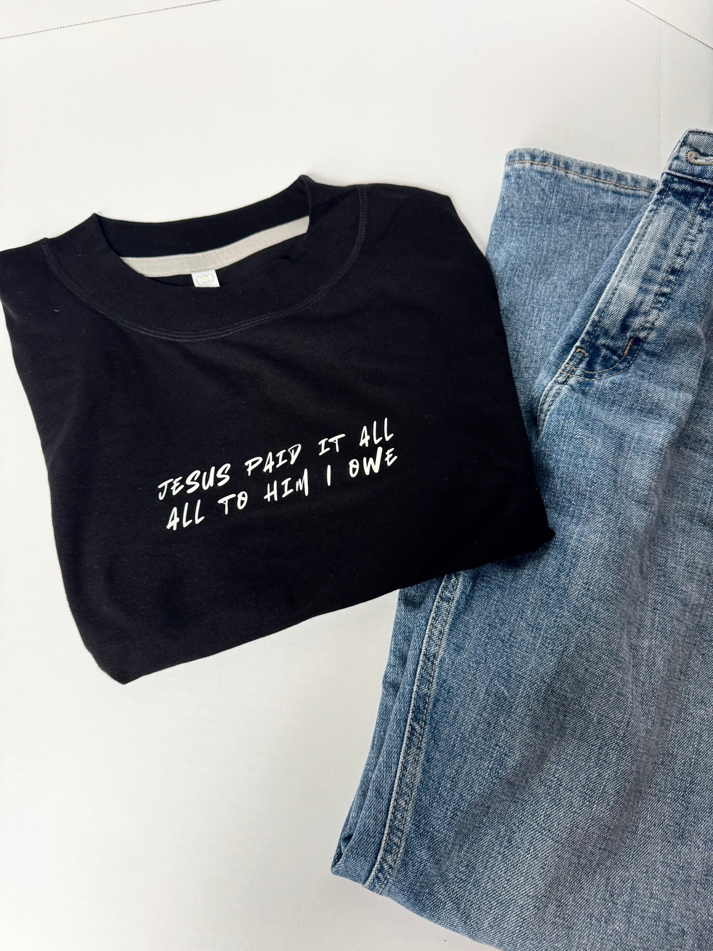 Jesus Paid It All Cropped Tee - Seek and Share Designs