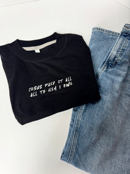 Jesus Paid It All Cropped Tee - Seek and Share Designs