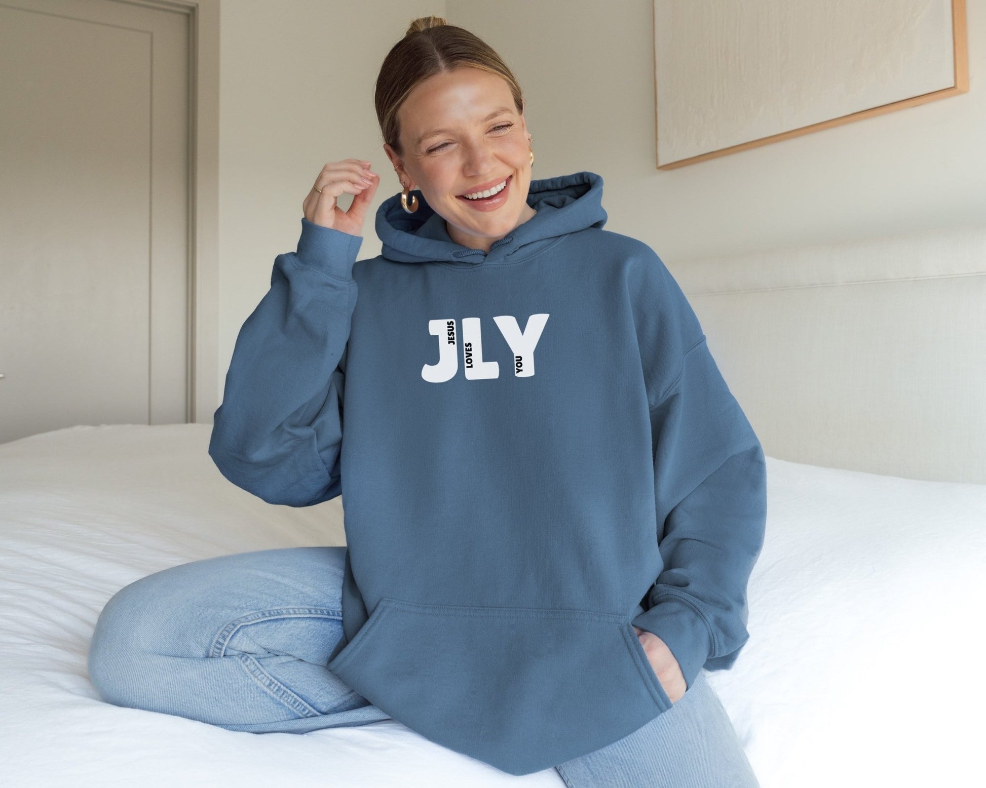JLY Jesus Loves You Adult Unisex Hoodie - Seek and Share Designs
