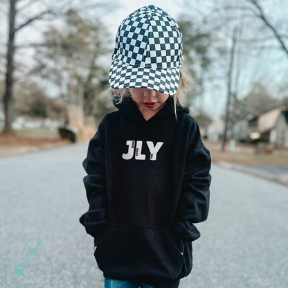 JLY Jesus Loves You Black Family Matching Hoodies - Toddler through Adult sizes - Seek and Share Designs