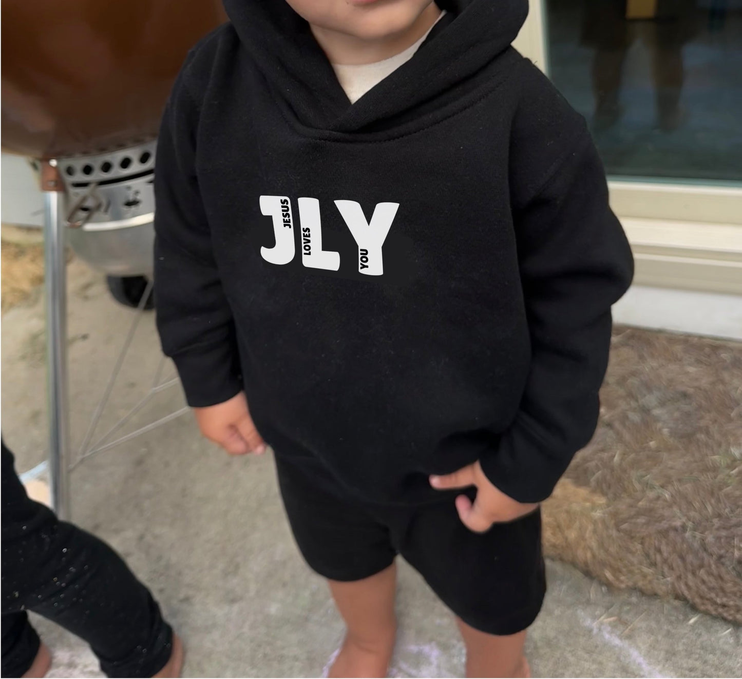 JLY Jesus Loves You Black Family Matching Hoodies - Toddler through Adult sizes - Seek and Share Designs