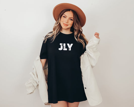 JLY Jesus Loves You Black Unisex Shirts Family Matching - Baby through Adult sizes - Seek and Share Designs