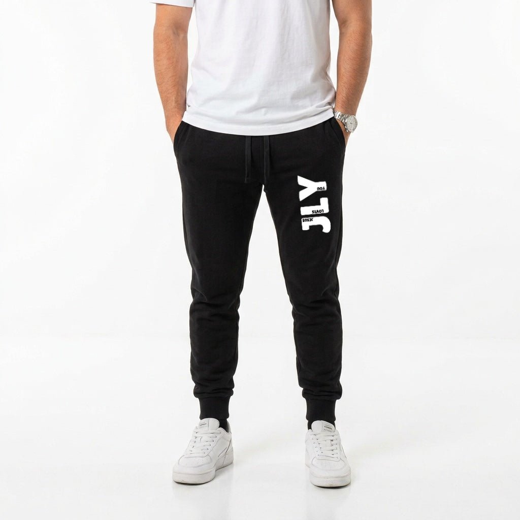 JLY (Jesus Loves You) Fleece-Lined Joggers - Seek and Share Designs