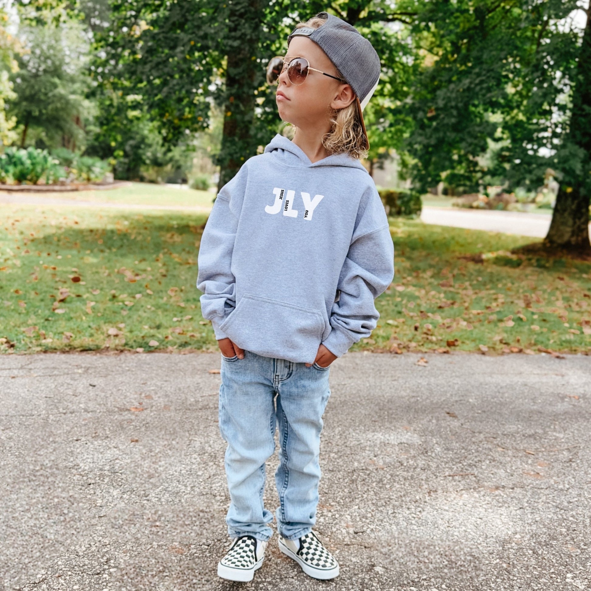 JLY Jesus Loves You Unisex Youth Hoodie - Seek and Share Designs