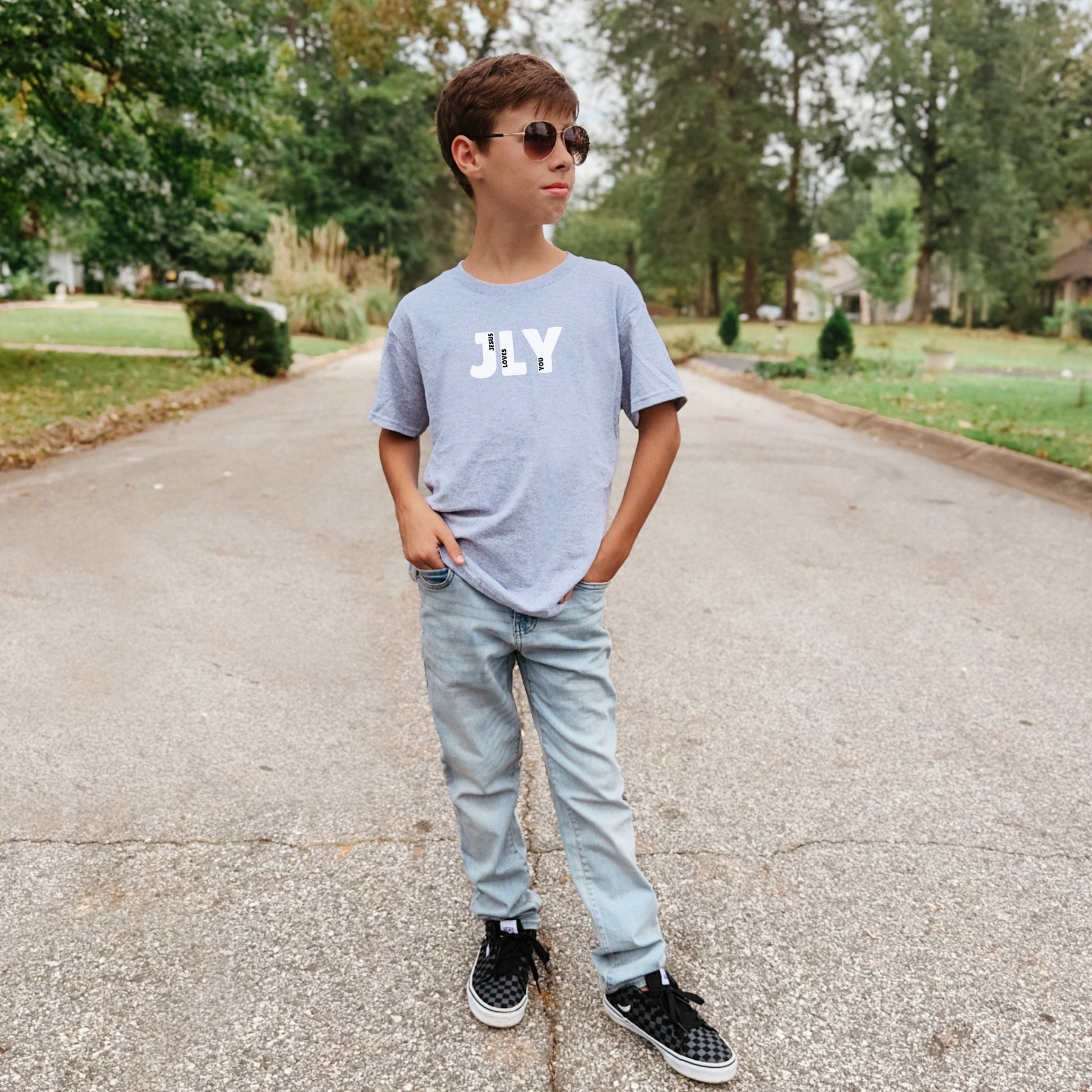 JLY Jesus Loves You Unisex Youth Tee - Seek and Share Designs