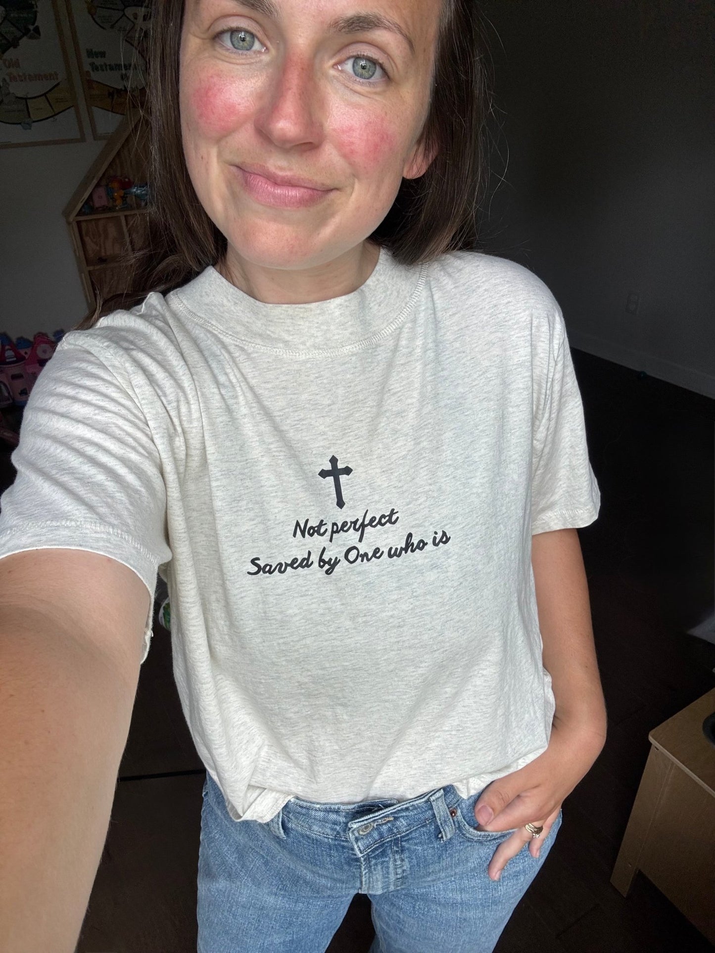Not Perfect, Saved by One Who Is Cropped Tee - Seek and Share Designs