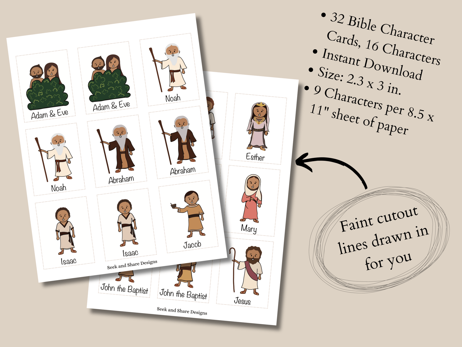 Printable Bible Character Matching Game - Seek and Share Designs