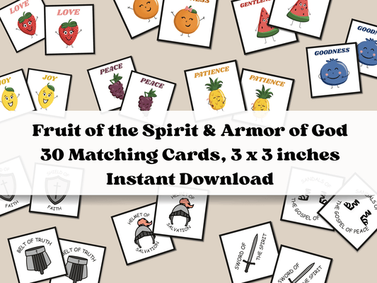 Printable Fruit of the Spirit and Armor of God Matching Games - Seek and Share Designs
