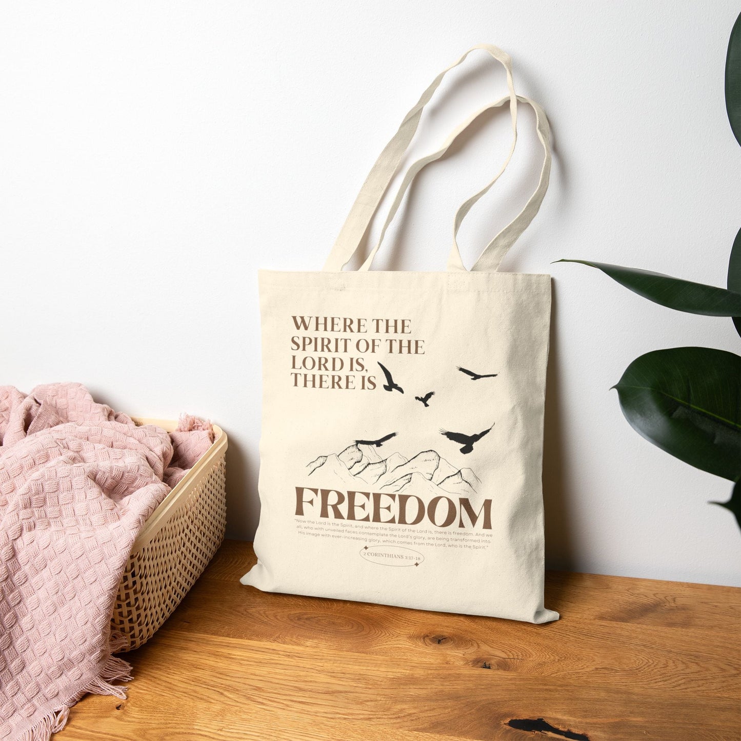 Where the Spirit of the Lord is There is Freedom Tote Bag - Seek and Share Designs